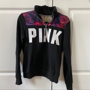 VS Pink zip floral pullover